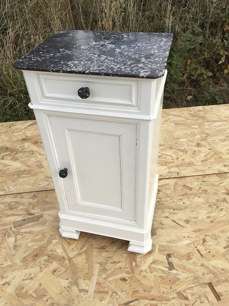 Chevet Ou Meuble D'appoint 1 Porte 1 Tiroir - Dessus Marbre - 74x42x41 Cm